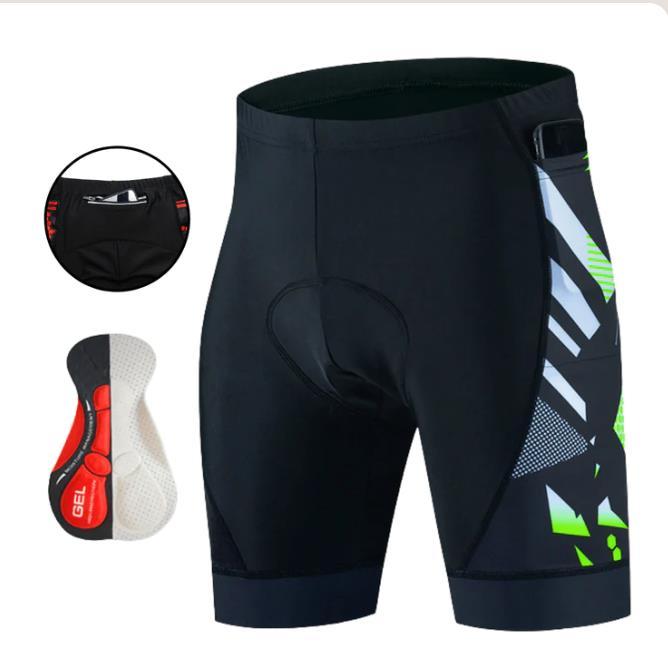 Calções de ciclismo respirável masculino, calças justas de bicicleta três bolsos, , Shorts de bicicleta Lycra-Baruc Show